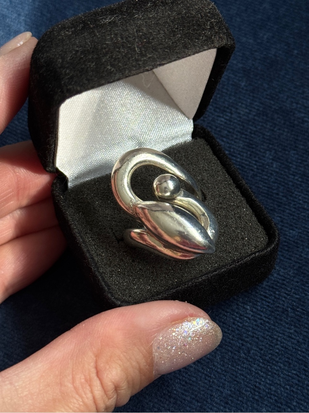 Sculptural 925 Sterling Silver Ring Size - 6